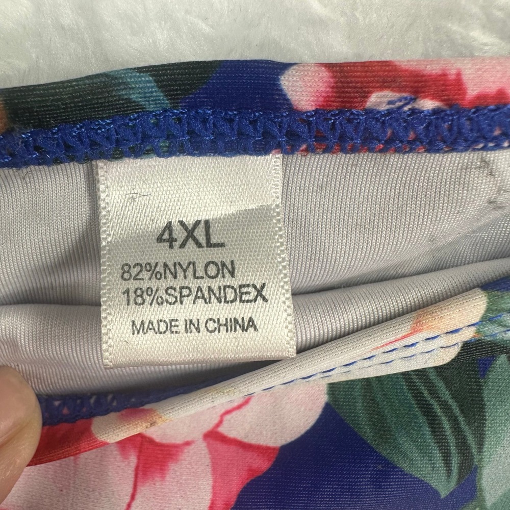 Tankini Swimsuit Women 4XL Blue Floral Two Piece Adjustable Straps Peplum Top - Picture 9 of 10